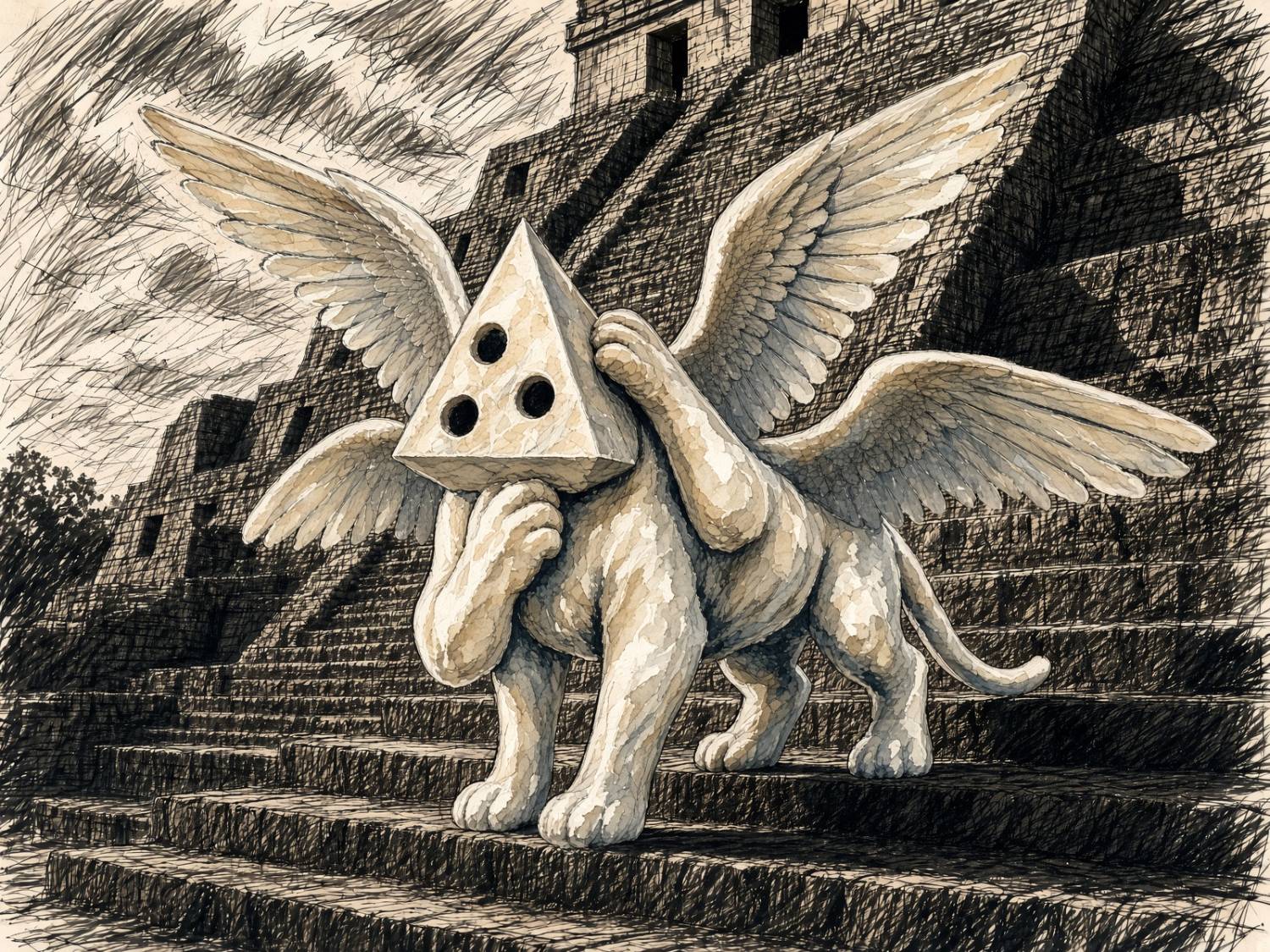 The Ivory Sphinx on the steps of a stepped pyramid